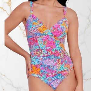 Lauren Ralph Lauren Amara Vibrant Multicolor One Piece Swimsuit - 6 NWT